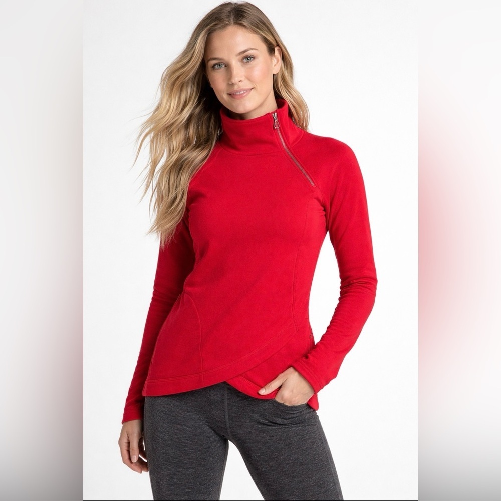 Athleta Vibrant Red Zip-Up Sweater